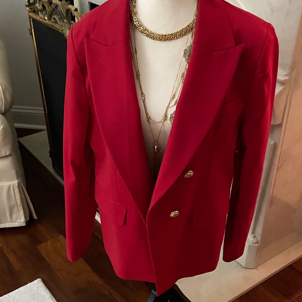 Chic Red Double-Breasted Blazer